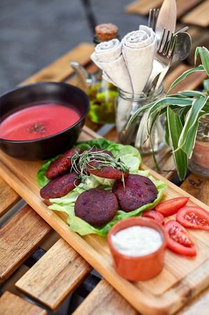 Beetroot bean falafels at The Sister in Brussels