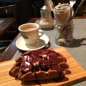 Wafel with bananas & chocolate, simply delicious ?  at The Sister in Brussels