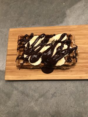 Waffle with chocolate and banana  at The Sister in Brussels