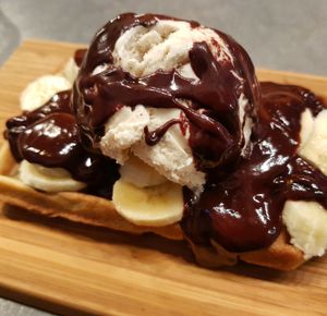 Vegan Belgian waffle! at The Sister in Brussels