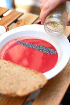 vegan soup with seeds at The Sister in Brussels