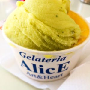 Lemon/basil and orange/cardamom - perfect ! at Gelateria Alice in Sagres