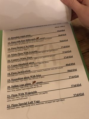 Menu 2 at Pizza Loft in Krakow