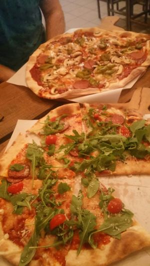 parma vegan (bottom) hot vegan (top) at Pizza Loft in Krakow