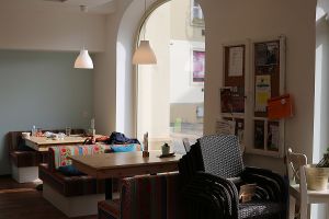 large window with view to the Franciscan church at Eletkert - Garden Life in Szombathely