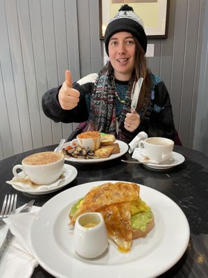 Beans, bacon, scrambled “egg” – all vegan and delicious !  at Rose & Grant's in Glasgow