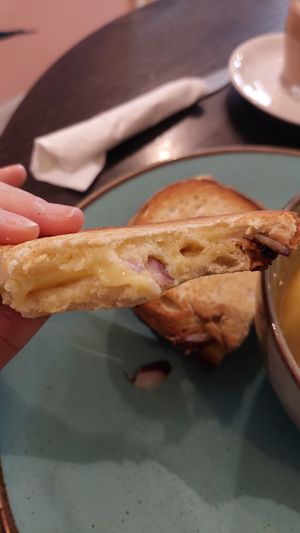 Vegan cheese and onion toastie at Rose & Grant's in Glasgow