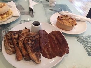 French toast with 'bacon', and haggis pie at Rose & Grant's in Glasgow