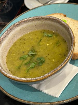 Lentil, green pea, and potato soup at Rose & Grant's in Glasgow