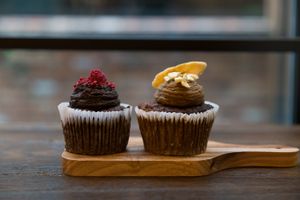 Chocolate beetroot and  salted caramel gluten free, dairy free, refined sugar free muffin  at Gre3n Superfood & Juice Bar - Sydenham in Christchurch