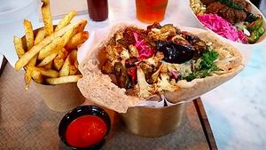 Pita and fries at Brassica in Columbus