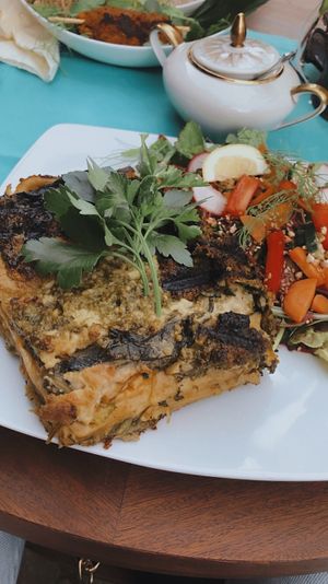 Vergabe Lasagne mit Salat - sehr lecker! at Marae - Kaffee & Zauberei in Luebeck