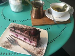 raw cake only sweeted with dates  at Marae - Kaffee & Zauberei in Luebeck