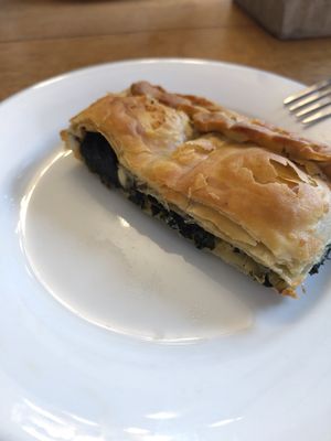 Spinach filo pastry at The Old Electric Shop in Hay-on-wye