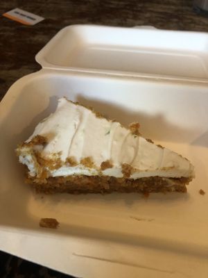 Vegan carrot cake with coconut frosting  at The Old Electric Shop in Hay-on-wye