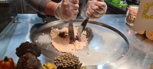 Making the ice cream fresh in front of us at We Farm in Amman