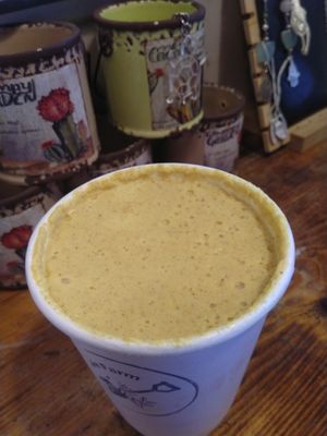 Golden milk at We Farm in Amman