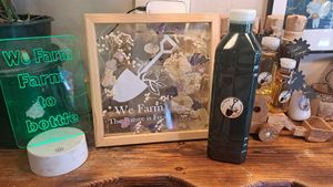 Blue lemonade with aloe vera + seed oils (on the right) at We Farm in Amman