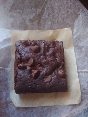 Vegan chocolate chip brownie at Agora Downtown Coffee Shop in Fredericksburg
