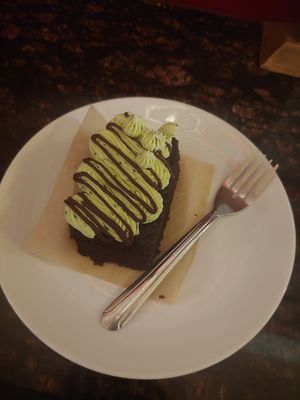 Mint Chocolate Cake at Agora Downtown Coffee Shop in Fredericksburg
