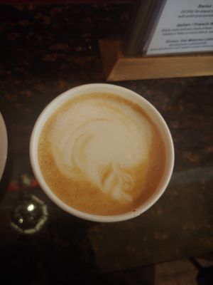 Almond Milk Latte at Agora Downtown Coffee Shop in Fredericksburg