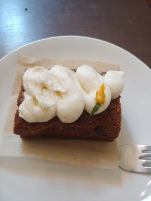 Rustic carrot cake at Agora Downtown Coffee Shop in Fredericksburg