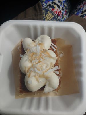 Hummingbird Pecan Cake at Agora Downtown Coffee Shop in Fredericksburg