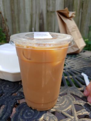 Naughty chai with almond milk at Agora Downtown Coffee Shop in Fredericksburg