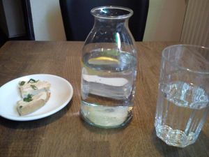water and toast for free at veganka in Katowice