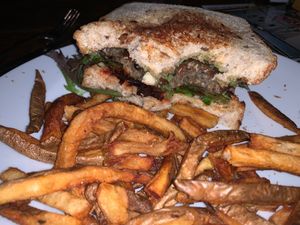 Vegan burger too yummy to eat before the photo op at 56 Kitchen in Solon