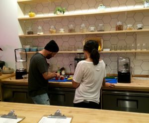 Giorgo and Katie, Greening Me Up at Verde Juice Bar in Winnipeg