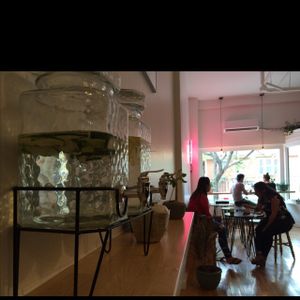 Cucumber or lemon water? You choose.  at Verde Juice Bar in Winnipeg