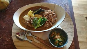 Vegetable curry w/ Nagaoka-method fermented brown rice. at Kuriya in Hamamatsu