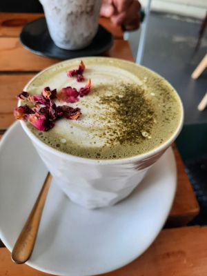 Matcha Almond milk at Particle Cafe in Avondale Heights