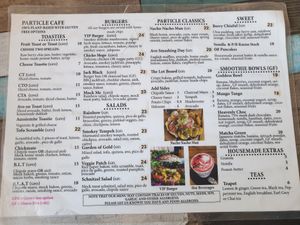 Menu April 2023 at Particle Cafe in Avondale Heights