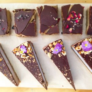 Raw cakes at Particle Cafe in Avondale Heights