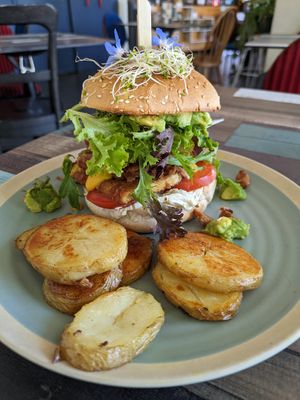 Chicko Mego with amazing mock meats and pineapple at Particle Cafe in Avondale Heights