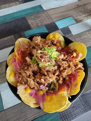 Nachos with jackfruit at Particle Cafe in Avondale Heights