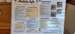 Menu at Particle Cafe in Avondale Heights