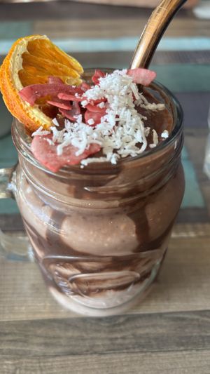 Cherry ripe smoothie with macadamia milk. This place is so awesome!  at Particle Cafe in Avondale Heights