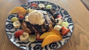 Happy days pancakes  at Particle Cafe in Avondale Heights