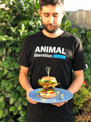 Burger at Particle Cafe in Avondale Heights