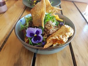 Banga brekkie at Particle Cafe in Avondale Heights