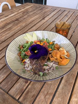 Vitality bowl, fantastic sauce  at Particle Cafe in Avondale Heights