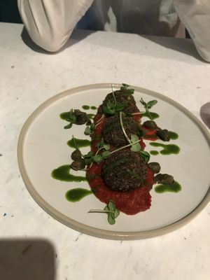 “Meatball” starter  at Stem & Glory in Cambridge