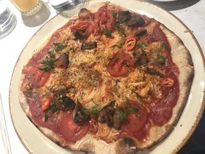 Kimchi pizza! at Stem & Glory in Cambridge