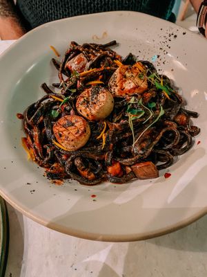 Black pasta dish #Veganuary at Stem & Glory in Cambridge