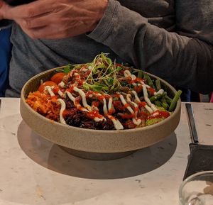 Veg bowl at Stem & Glory in Cambridge