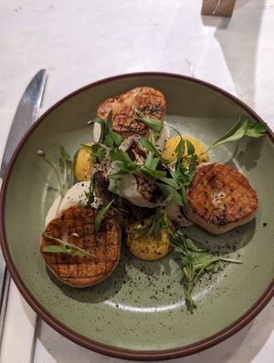 Mushroom "scallops" at Stem & Glory in Cambridge