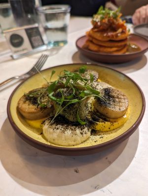Oyster mushroom and artichokes at Stem & Glory in Cambridge